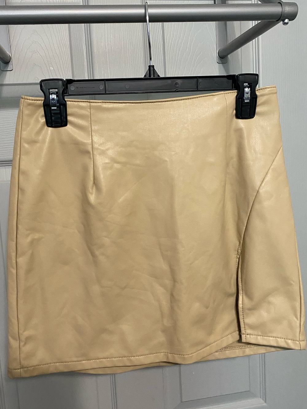 Rewash Cream Faux Leather Mini Skirt